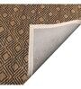 Beige and Black Surgut Geometric Jute 5ft x 8ft Hand Woven Carpet