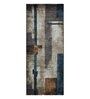 Beige and Blue Abstract Polypropylene 5 ft x 2.5 ft Machine Made Runner