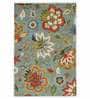 Blue Wool Floral 4  x 6  Feet Hand Tufted Carpet
