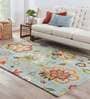 Blue Wool Floral 4  x 6  Feet Hand Tufted Carpet