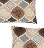 Beige and Brown Abstract 210 TC Cotton Queen Sized 1 Double Bedsheet 2 Pillow Covers