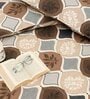 Beige and Brown Abstract 210 TC Cotton Queen Sized 1 Double Bedsheet 2 Pillow Covers