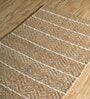 Beige Striped Jute 5 ft X 3 ft Flat Weave Carpet
