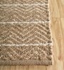 Beige Striped Jute 5 ft X 3 ft Flat Weave Carpet
