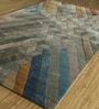 Beige and Brown Wool Blend Geometric 4 ft x 6 ft Hand tufted Carpet