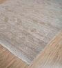 Beige And Brown Wool Geometrical 9 ft x 12 ft Hand Knotted Carpet