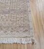 Beige And Brown Wool Geometrical 9 ft x 12 ft Hand Knotted Carpet