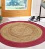 Multicolor Geometric Jute 3 ft x 3 ft Hand Tufted Round Carpet