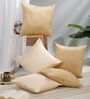 Beige and Light Beige Polyester Jacquard 16x16 inches Cushion Cover Set of 5
