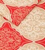 Beige and Red Abstract 210 TC Cotton Queen Sized 1 Double Bedsheet 2 Pillow Covers