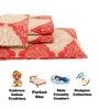 Beige and Red Abstract 210 TC Cotton Queen Sized 1 Double Bedsheet 2 Pillow Covers