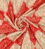 Beige and Red Abstract 210 TC Cotton Queen Sized 1 Double Bedsheet 2 Pillow Covers