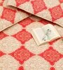 Beige and Red Abstract 210 TC Cotton Queen Sized 1 Double Bedsheet 2 Pillow Covers