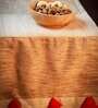 Beige and Red Solid Khadi Silk 72X14 Inches Table Runner