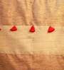 Beige and Red Solid Khadi Silk 72X14 Inches Table Runner