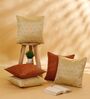 Beige and Rust Polyester Geometric 16x16 inches Cushion Cover Set of 5