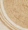 Beige and White Jute 2 Feet Round Carpet