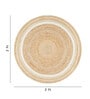 Beige and White Jute 2 Feet Round Carpet