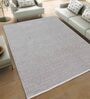 Beige and White Yakutsk Geometric Cotton 4ft x 6ft Hand Woven Carpet