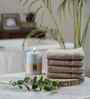 Beige Bamboo Cotton Solid 650 GSM Face Towel Set (4Pc)