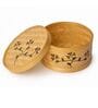 Beige Bamboo Hand Painted Round Box