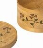 Beige Bamboo Hand Painted Round Box