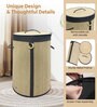 Beige Bamboo Laundry Basket
