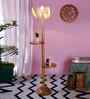 Beige Bamboo Lotus Wooden Floor Lamp