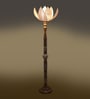 Beige Bamboo Lotus Wooden Floor Lamp