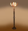 Beige Bamboo Lotus Wooden Floor Lamp