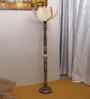 Beige Bamboo Lotus Wooden Floor Lamp