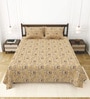 Beige Bedsheet 220 Tc Cotton King Bedsheet With 2 Pillow Covers