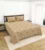 Beige Bedsheet 220 Tc Cotton King Bedsheet With 2 Pillow Covers