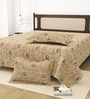 Beige Bedsheet 220 Tc Cotton King Bedsheet With 2 Pillow Covers