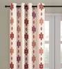 Beige Polyester Velvet Ethnic Motif 7FT Light Filtering Eyelet Door Curtains (Pack of 1)