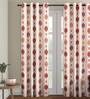 Beige Polyester Velvet Ethnic Motif 7FT Light Filtering Eyelet Door Curtains (Pack of 1)