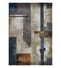 Beige Blue Abstract Polypropylene 9 ft x 6 ft Machine Made Carpet