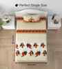 Beige Brown Autumn Delight Single 186 TC Cotton Bedsheet With 1 Pillow Cover