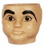 Beige Ceramic Face Shape Desk Pot