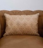 Beige Textured Chanderi Silk 12 x 18 Inches Embroidered Cushion Cover