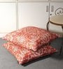 Beige Chenille Ethnic Motif 24x24 inches Cushion Cover (2Pc)
