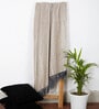 Beige Chenille Plain Solid Pattern 60 X 50 Inch Throw