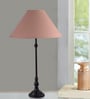 Beige Cottan Fabric Shade Table Lamp With Black Base