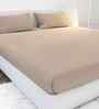 Beige Cotton 1 King Bedsheet with 2 Pillow Covers