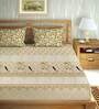 Beige Traditional 180 TC Cotton King Sized Bed Sheets with 2 Pillow Covers