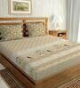 Beige Traditional 180 TC Cotton King Sized Bed Sheets with 2 Pillow Covers