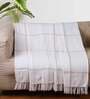 Beige Checkered Cotton 60x50 Inches Sofa Throw