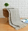 Beige Geometric Cotton 70x50 Inches Sofa Throw