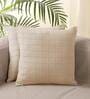 Beige Geometric Cotton 16 x 16 Inches Cushion Covers (Set of 2)