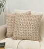 Beige Cotton Abstract 16x16 inches Cushion Covers (Pack of 2)